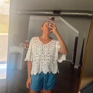 White Lace Crochet Top